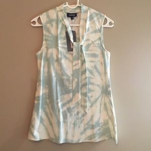 Modcloth Green/White Sleeveless Top, Size M